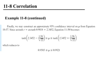 11-8 Correlation
Example 11-8 (continued)
 