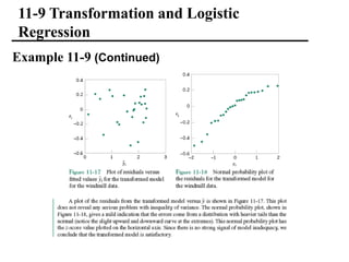 11-9 Transformation and Logistic
Regression
Example 11-9 (Continued)
 