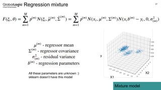 27
Mixture model
Regression mixture
X1
X2
y
All these parameters are unknown :)
sklearn doesn’t have this model
 