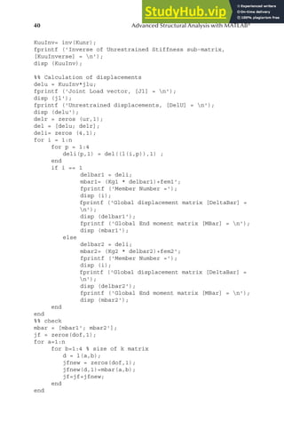 Advanced Structural Analysis With MATLAB | PDF