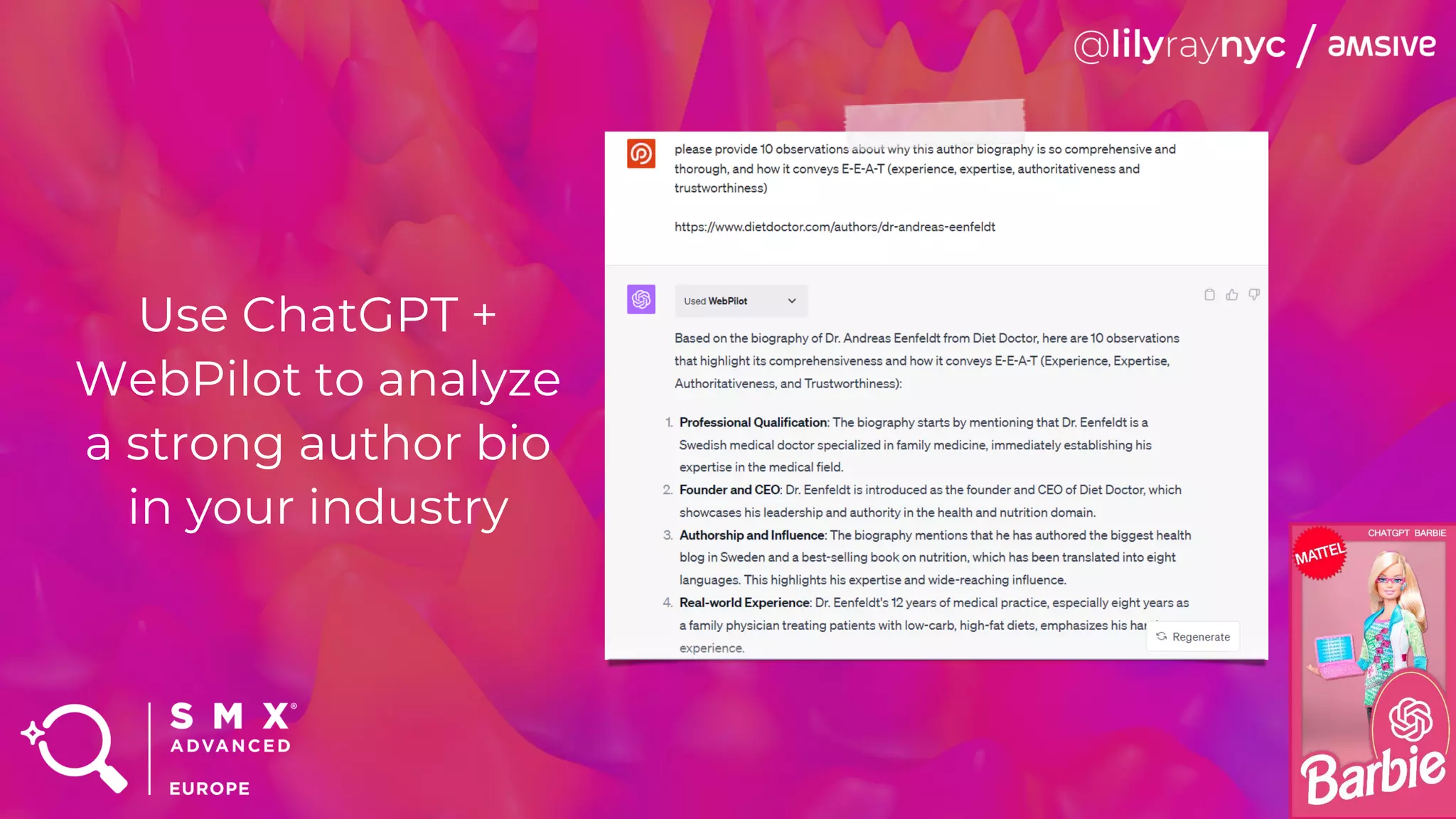 Use ChatGPT +
WebPilot to analyze
a strong author bio
in your industry
 