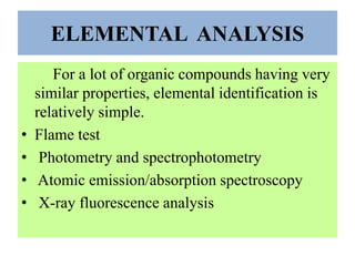 Advanced techniques in analysis of organic compound | PDF