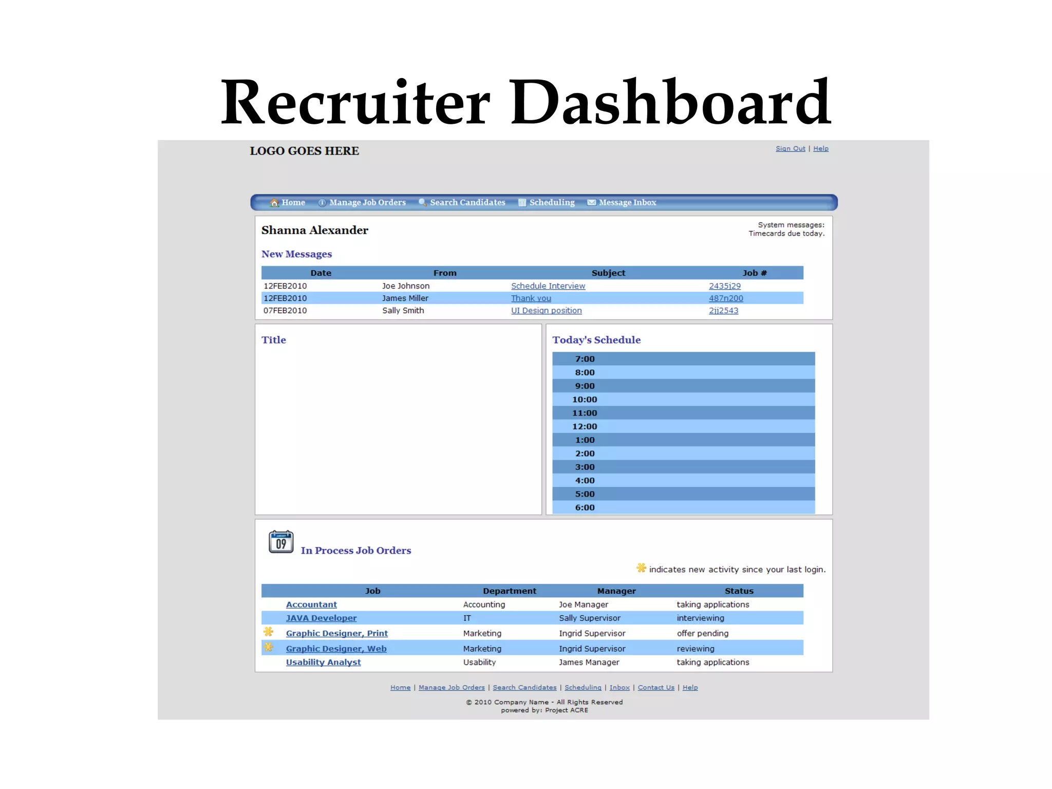 Recruiter Dashboard 