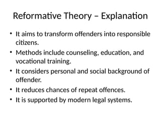 Reformative Training Comprehensive Overview of Theories of Punishment and Justice ...