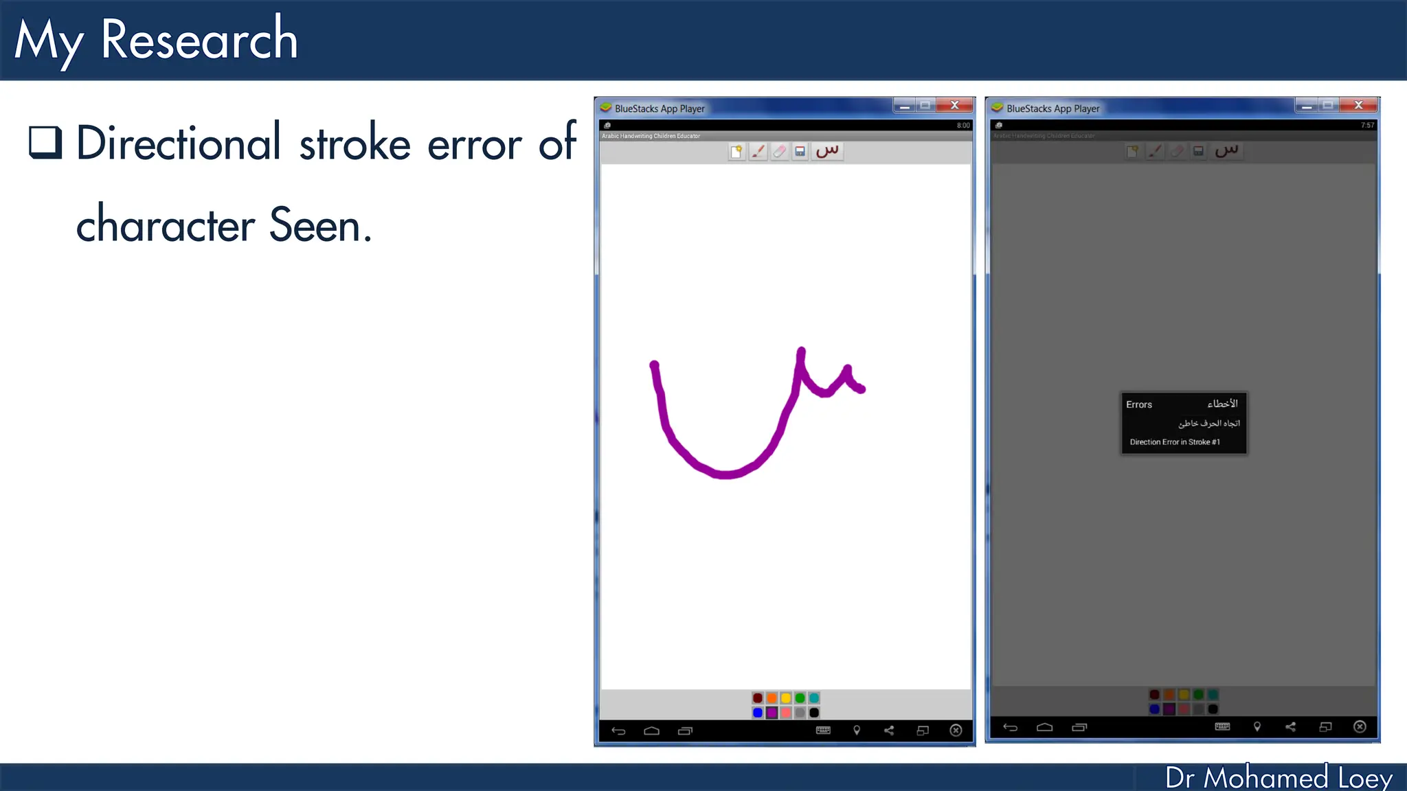  Directional stroke error of
character Seen.