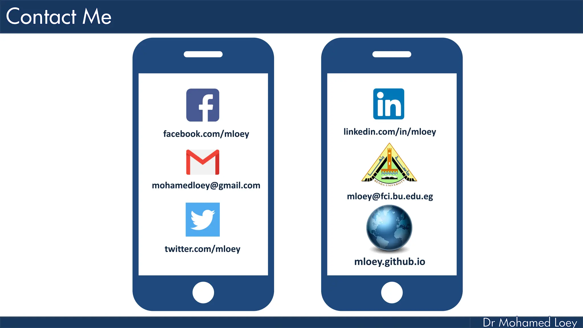 facebook.com/mloey
mohamedloey@gmail.com
twitter.com/mloey
linkedin.com/in/mloey
mloey@fci.bu.edu.eg
mloey.github.io