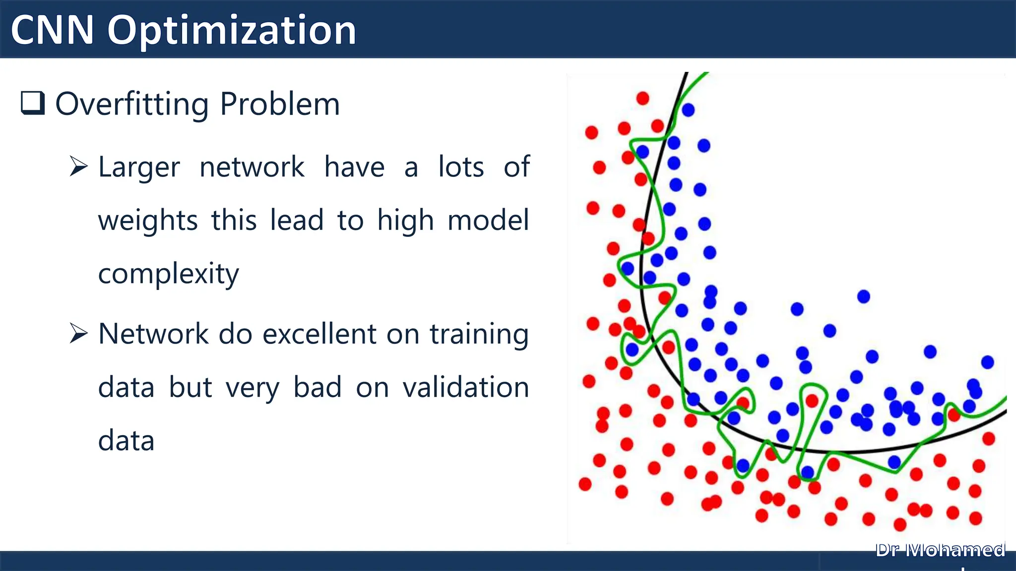  Overfitting Problem
 Larger network have a lots of
weights this lead to high model
complexity
 Network do excellent on training
data but very bad on validation
data
 
