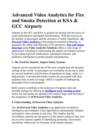 Advanced Video Analytics for Fire and Smoke Detection at KSA & GCC ...
