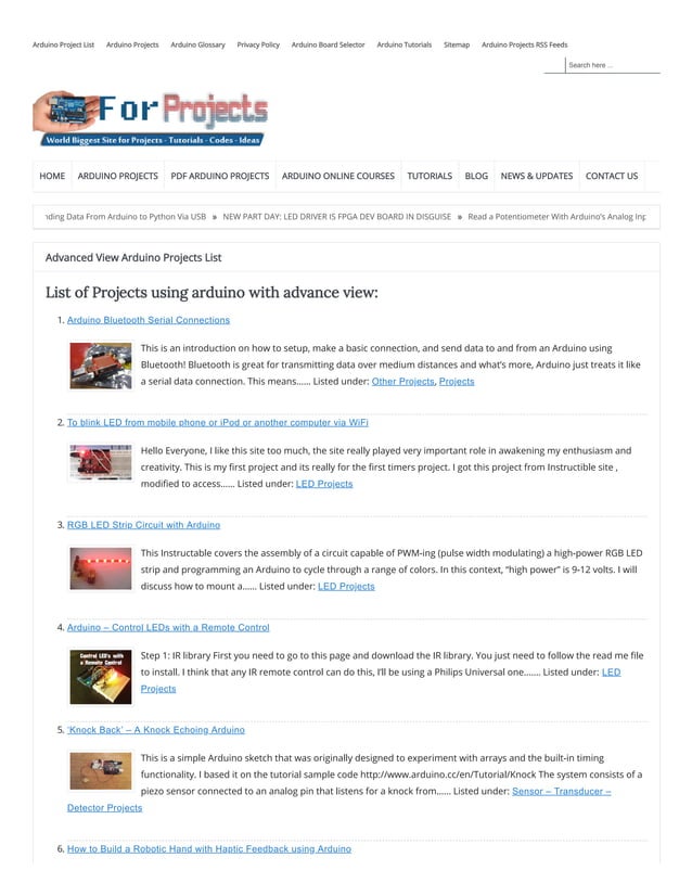 Advanced view arduino projects list part 4 use arduino for projects | PDF