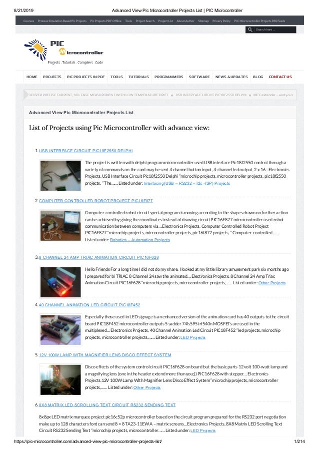 Advanced View Pic Microcontroller Projects List 1767 Pic Microcontr