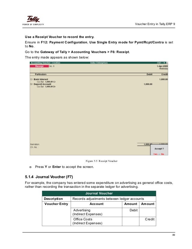 advanced voucher entry tutorial in tally erp 9 payment receipt voucher