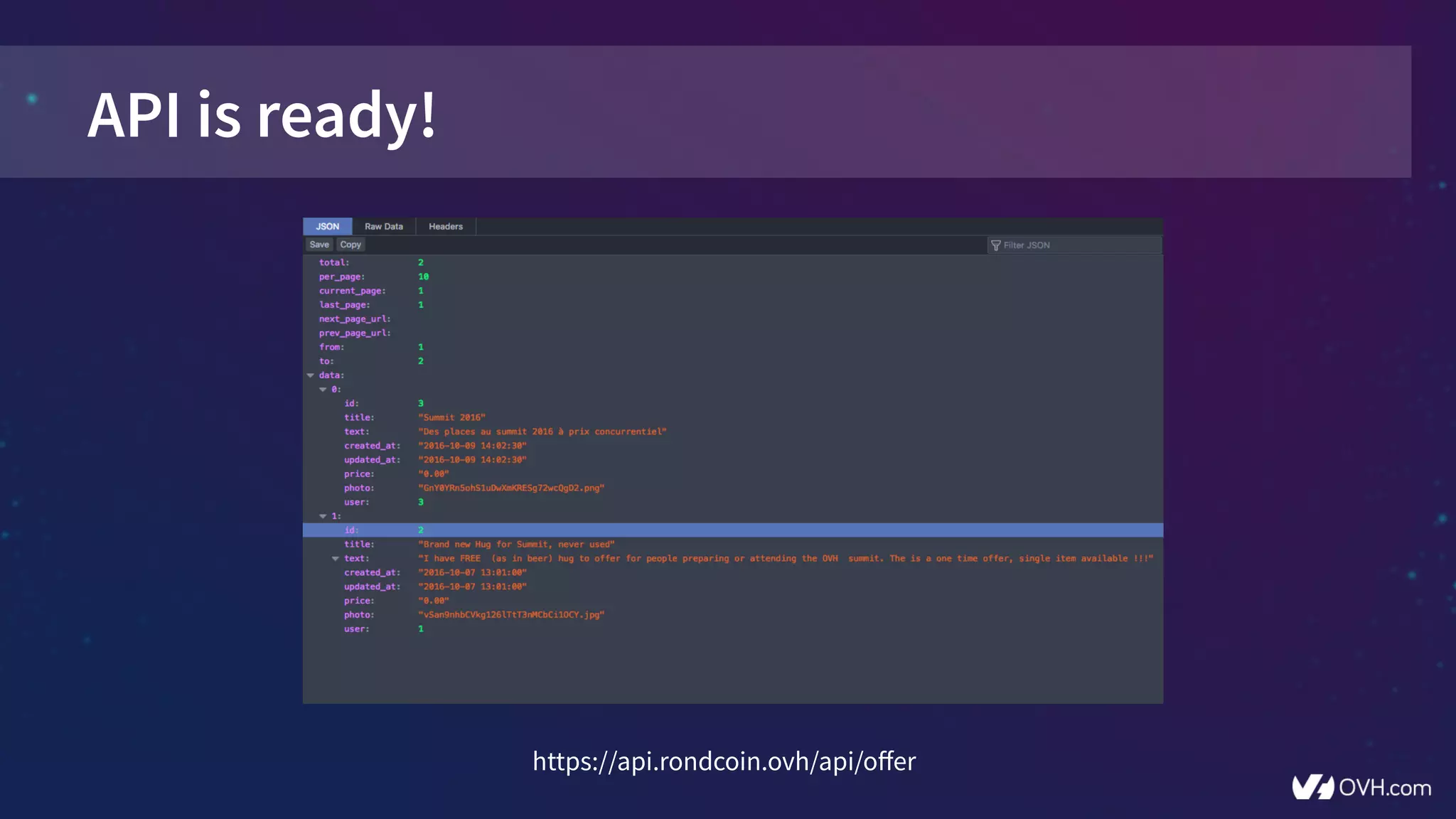 API is ready!
https://api.rondcoin.ovh/api/offer
 
