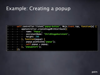 Example: Creating a popup
 
