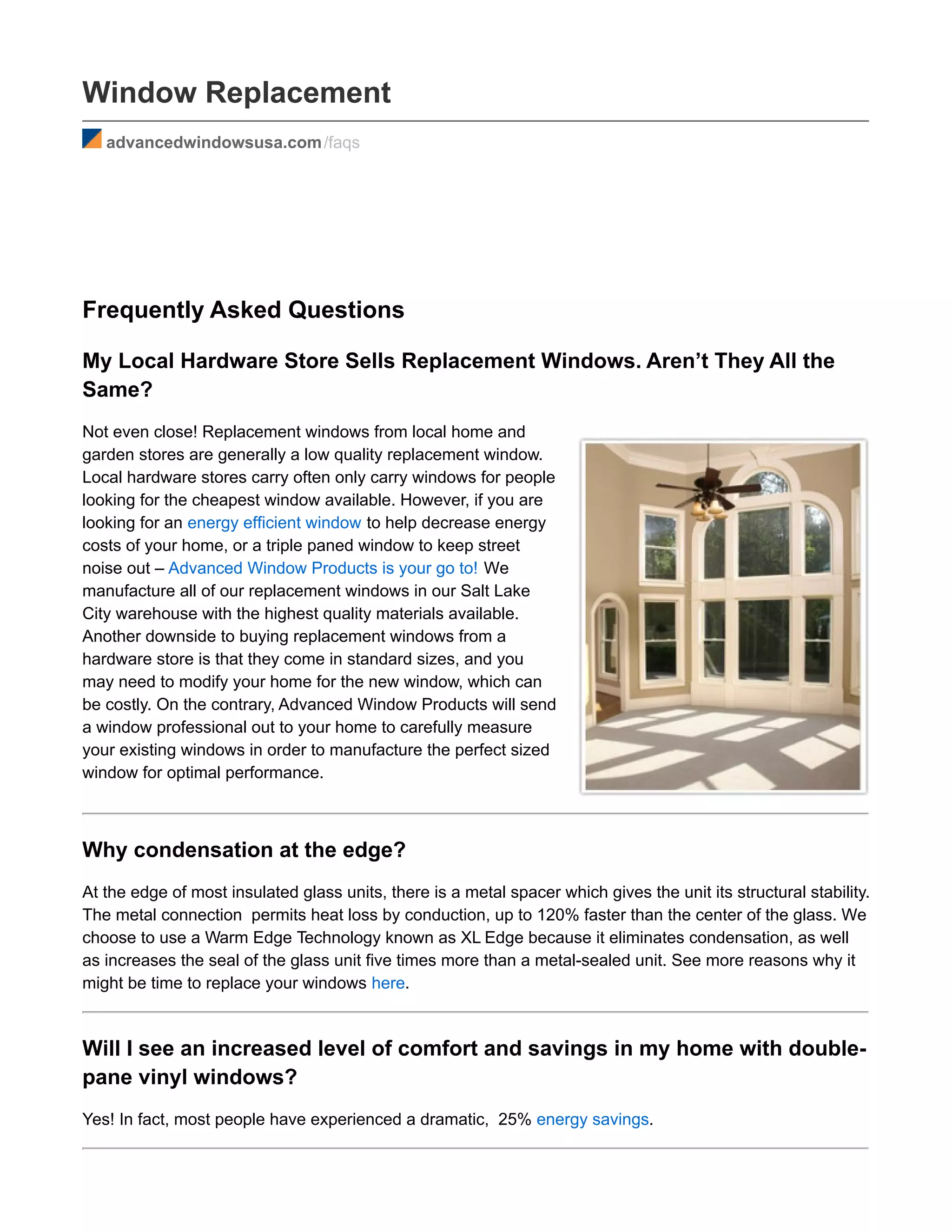 Frequently Asked Questions Window Replacement PDF