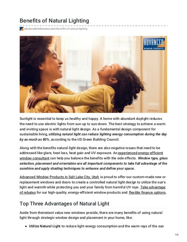Benefits of Natural Lighting