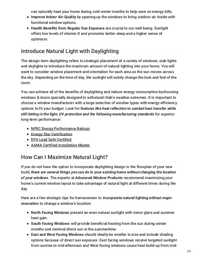 Benefits of Natural Lighting