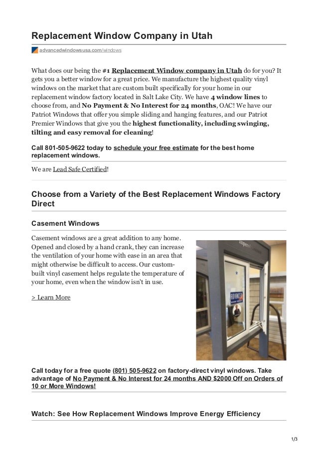 Replacement Window Company in Utah