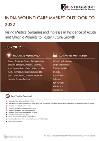 August 2017 India Wound Care Market Outlook to 2022
1© Licensed product of Ken Research; should not be copied
 