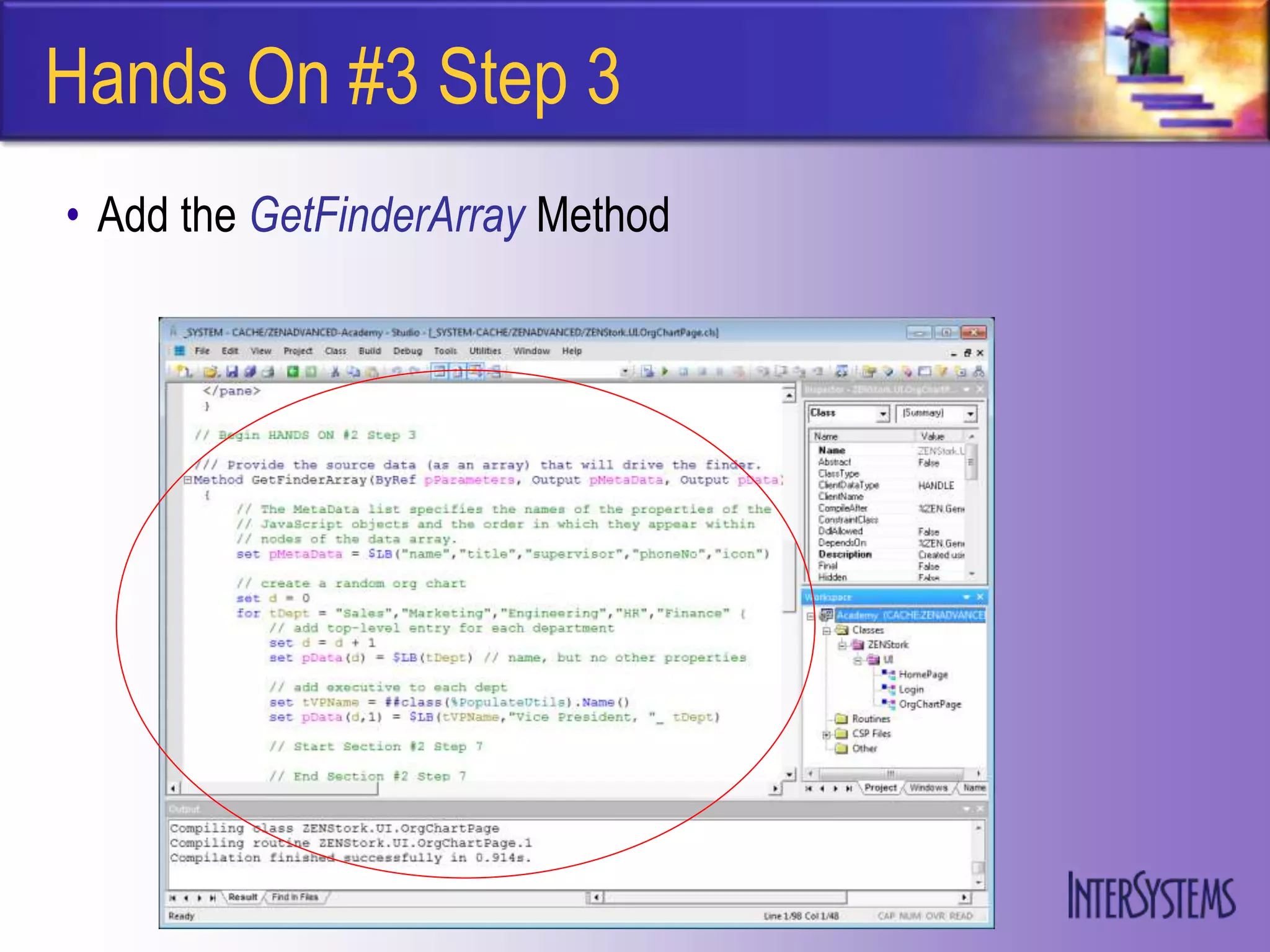 Hands On #3 Step 3
• Add the GetFinderArray Method
 
