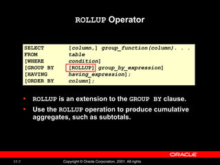 Today write 60 char about oracle sql advance group by and cube rollup ...
