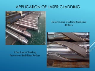 APPLICATION OF LASER CLADDING
65
Before Laser Cladding Stabilizer
Rollers
After Laser Cladding
Process on Stabilizer Rollers
 