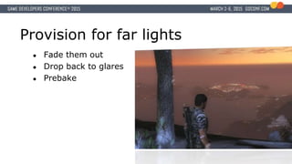 Provision for far lights
● Fade them out
● Drop back to glares
● Prebake
 