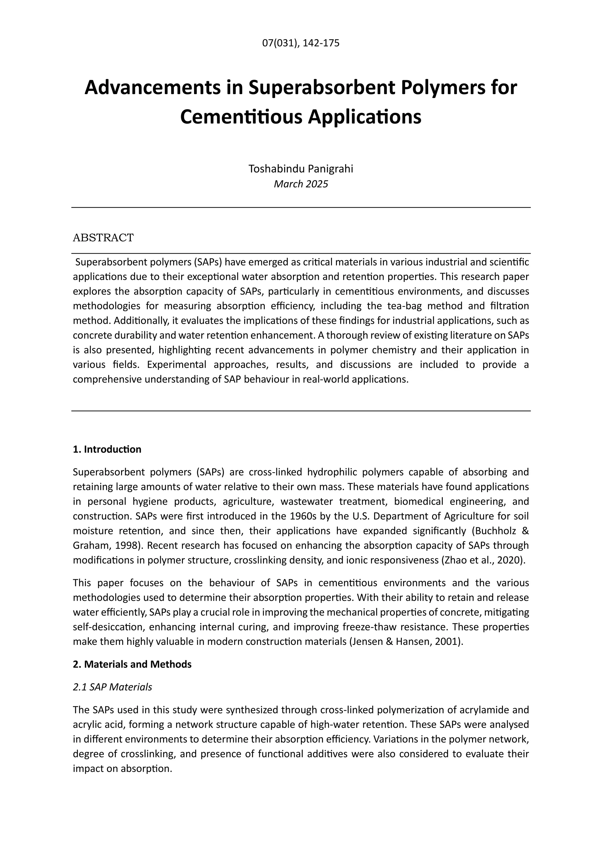 Curated visual reference: Visual Reference: Advancements In Superabsorbent Polymers For Cementitious Applications