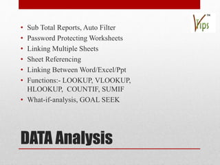 Advance microsoft excel institute in delhi | PPTX