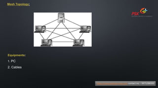 Mesh Topology:
Equipments:
1. PC
2. Cables
https://www.pskitservices.com contact no. - 9975288300
 