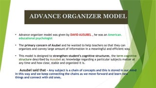 Advance organizer model of Educational .pptx