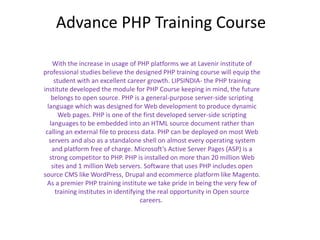 Advance php training course | PPT