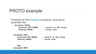 Advanced procedures in assembly language Full chapter ppt | PPTX