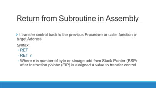Advanced procedures in assembly language Full chapter ppt | PPTX