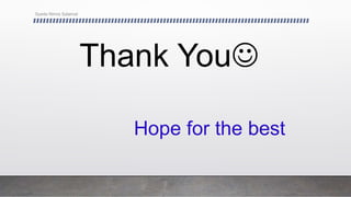 Thank You
Hope for the best
Syeda Nimra Salamat
 