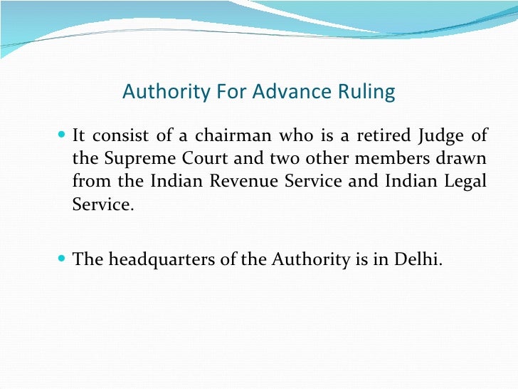 Advance Ruling