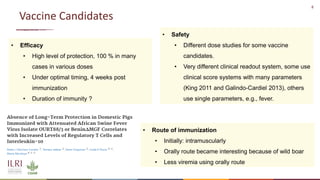 New developments in vaccines against African swine fever