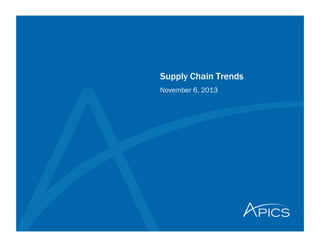 Supply Chain Trends
November 6, 2013

 