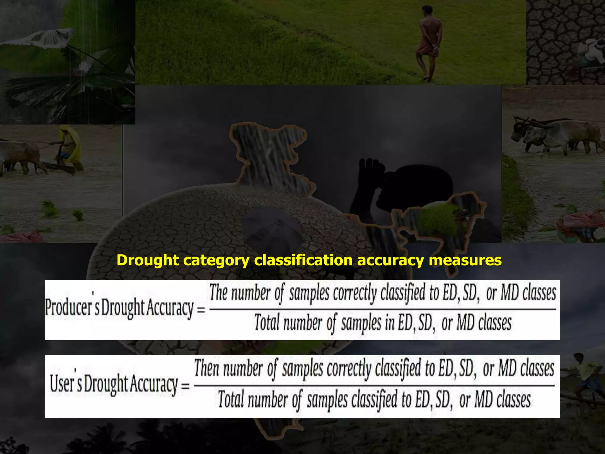Drought category classification accuracy measures
 