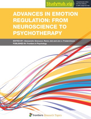 ADVANCES IN EMOTION REGULATION FROM NEUROSCIENCE TO PSYCHOTHERAPY | PDF