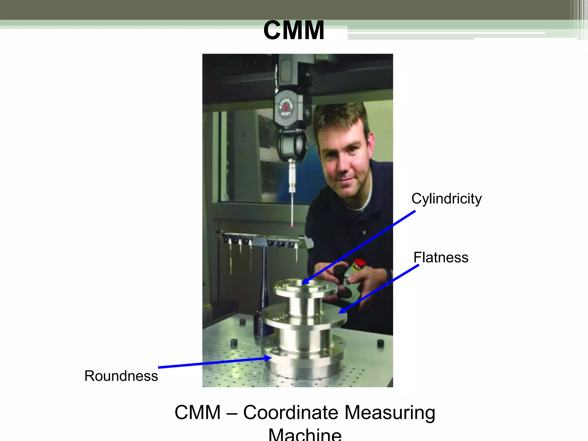 CMM
CMM – Coordinate Measuring
Flatness
Roundness
Cylindricity
 