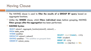Comprehensive Guide to Advanced SQL Queries and Operations | PPTX