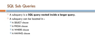 Comprehensive Guide to Advanced SQL Queries and Operations | PPTX