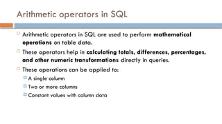 Comprehensive Guide to Advanced SQL Queries and Operations | PPTX