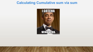 Calculating Cumulative sum via sum
 