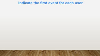 Indicate the first event for each user
 