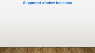 Supported window functions
 