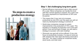 Sixstepstocreatea
productionstrategy
Step 1: Set challenging long-term goals
• Normal efficiency improvement rate is often...