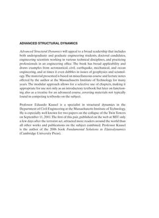 Advanced Structural Dynamics - Eduardo Kausel | PDF