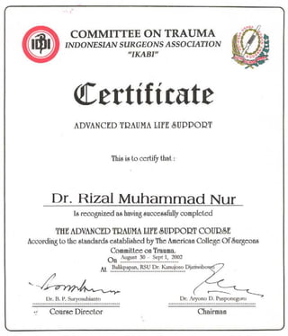 Advance Trauma Life Support (Atls) Cert