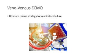 Veno-Venous ECMO
• Ultimate rescue strategy for respiratory failure
 